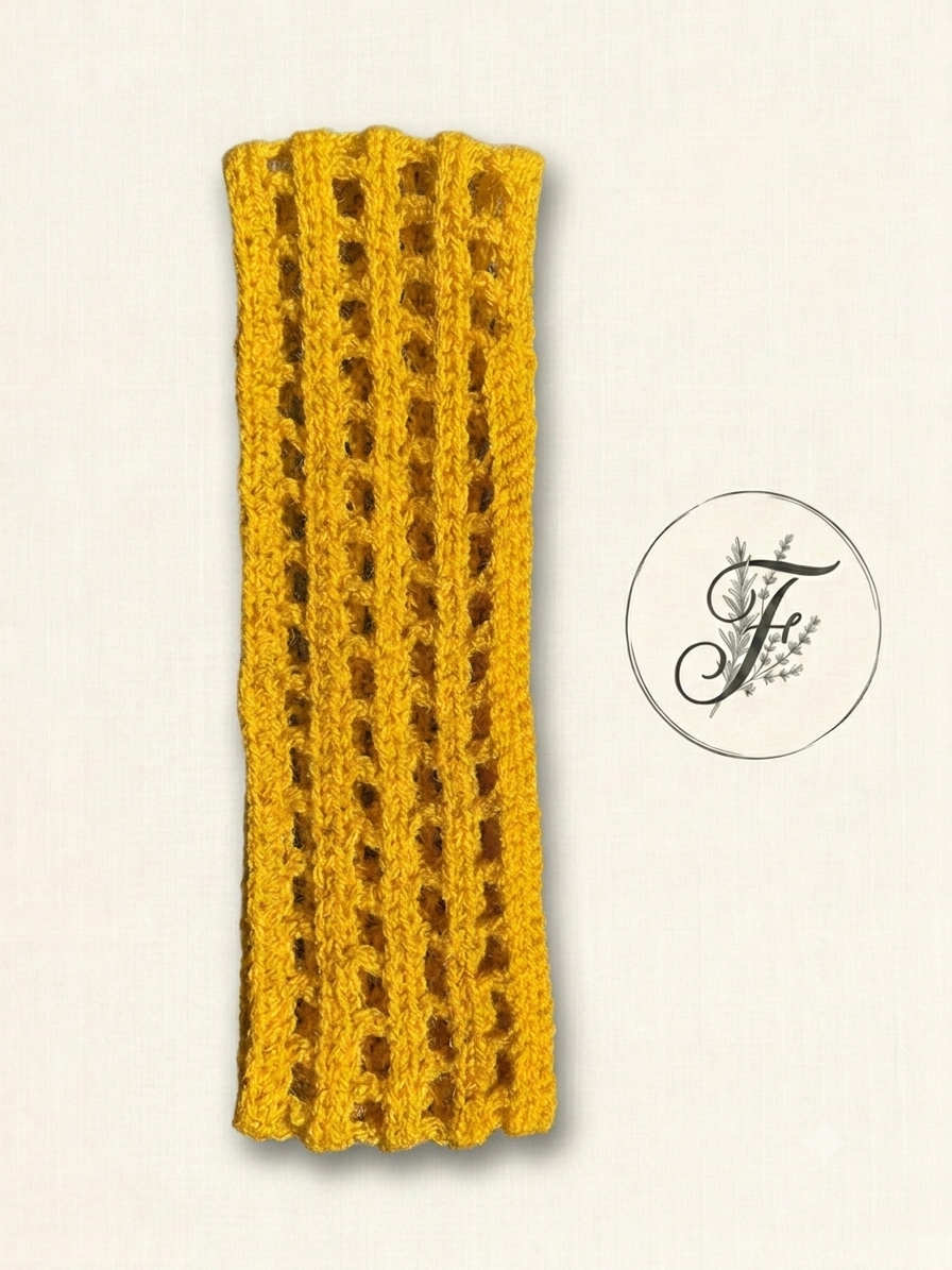 Bandeau ajouré jaune moutarde - Taille Unique