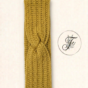 Bandeau torsadé jaune moutarde - Taille Unique