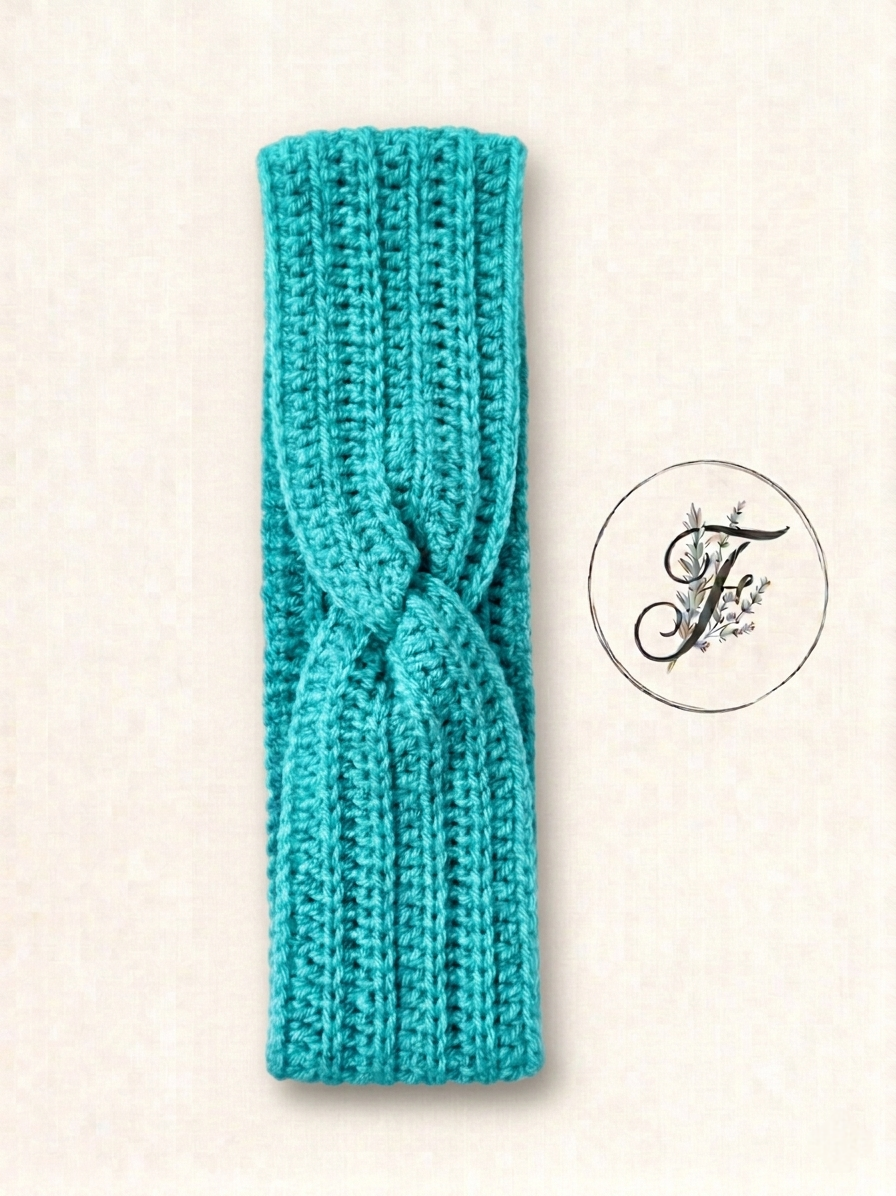 Bandeau torsadé bleu ciel - Taille Unique
