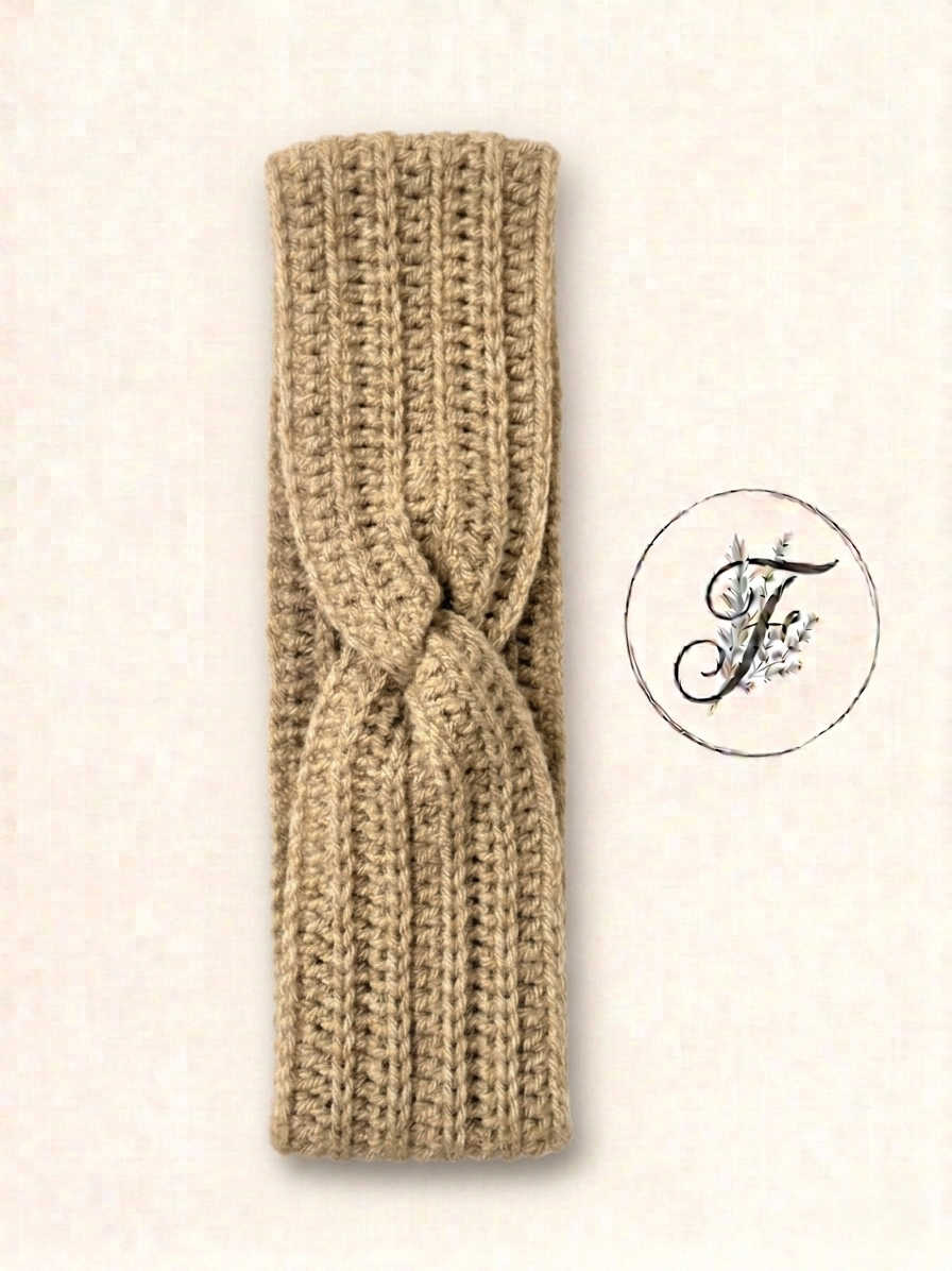 Bandeau torsadé beige - Taille Unique